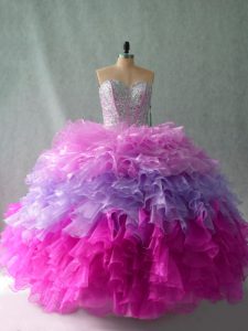 Multi-color Sleeveless Organza Lace Up Sweet 16 Dress for Sweet 16 and Quinceanera