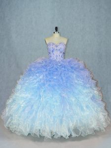 Amazing Multi-color Sleeveless Organza Lace Up Quinceanera Gown for Sweet 16 and Quinceanera