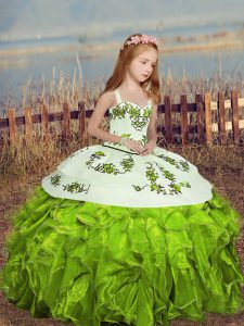 Most Popular Organza Sleeveless Floor Length Kids Formal Wear and Embroidery and Ruffles