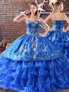 Sleeveless Satin and Organza 15th Birthday Dress Embroidery