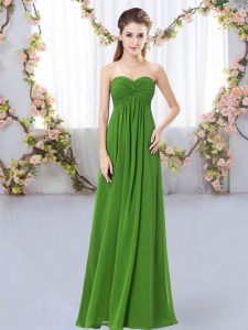 Graceful Green Zipper Court Dresses for Sweet 16 Ruching Sleeveless Floor Length