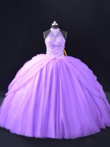 Beading and Pick Ups Quinceanera Gown Lavender Sleeveless Floor Length