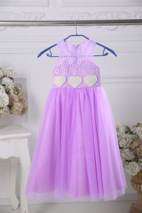 Discount Lavender Scoop Neckline Lace Flower Girl Dresses for Less Sleeveless Zipper