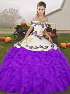Customized Sleeveless Embroidery and Ruffles Lace Up Sweet 16 Quinceanera Dress