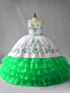 High End Green Sleeveless Organza Lace Up Sweet 16 Dress for Sweet 16 and Quinceanera