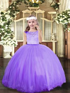 Excellent Floor Length Ball Gowns Sleeveless Lavender Little Girls Pageant Dress Wholesale Zipper