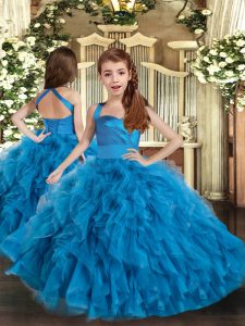 Cheap Tulle Sleeveless Floor Length Little Girl Pageant Dress and Ruffles