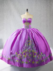 Lilac Sleeveless Embroidery Quince Ball Gowns