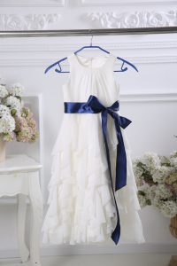 Attractive White Sleeveless Chiffon Zipper Toddler Flower Girl Dress for Wedding Party