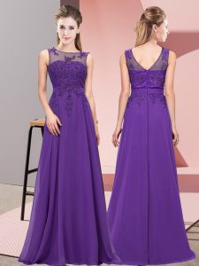 Clearance Floor Length Purple Vestidos de Damas Scoop Sleeveless Zipper