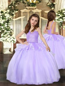 Organza Sleeveless Floor Length High School Pageant Dress and Beading