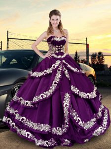 Cheap Floor Length Purple Party Dress for Toddlers Sweetheart Sleeveless Lace Up