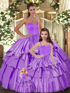 Beautiful Ball Gowns Vestidos de Quinceanera Lilac Sweetheart Taffeta Sleeveless Floor Length Lace Up