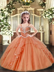 Tulle Sleeveless Floor Length Pageant Dress and Beading