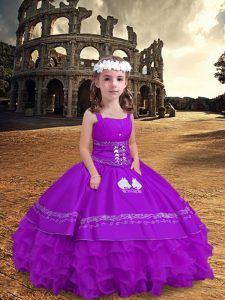 Enchanting Floor Length Ball Gowns Sleeveless Purple Girls Pageant Dresses Zipper