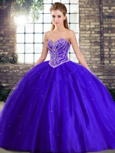 Best Selling Blue Ball Gowns Beading 15 Quinceanera Dress Lace Up Tulle Sleeveless