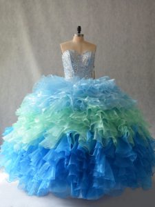 Ball Gowns Quinceanera Dresses Multi-color Sweetheart Organza Sleeveless Floor Length Lace Up