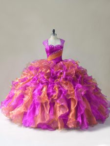 Top Selling Straps Sleeveless Zipper Ball Gown Prom Dress Multi-color Organza