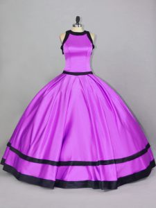Lilac Scoop Neckline Ruching 15 Quinceanera Dress Sleeveless Zipper
