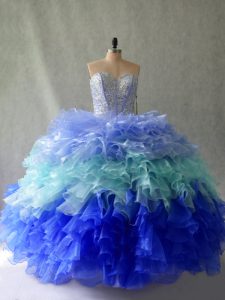 Comfortable Floor Length Ball Gowns Sleeveless Multi-color Sweet 16 Dress Lace Up