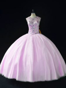 Stylish Floor Length Ball Gowns Sleeveless Lilac 15 Quinceanera Dress Lace Up