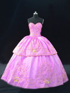 Eye-catching Floor Length Lilac Vestidos de Quinceanera Satin Sleeveless Embroidery