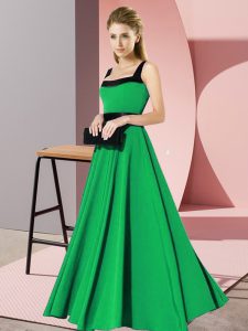 Customized Belt Dama Dress Green Zipper Sleeveless Floor Length