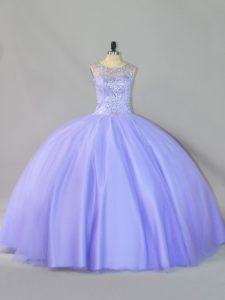 Sequins Ball Gown Prom Dress Lavender Zipper Sleeveless Floor Length