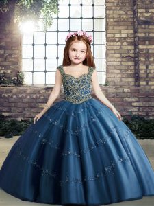 New Arrival Sleeveless Lace Up Floor Length Beading Pageant Dress Toddler