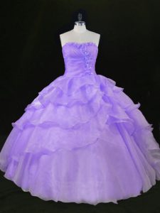 Fancy Floor Length Lavender Quinceanera Gowns Sleeveless