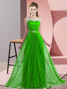 Green Dama Dress Wedding Party with Beading Scoop Sleeveless Lace Up