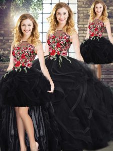 Black Sleeveless Zipper Quinceanera Dress for Military Ball and Sweet 16 and Quinceanera