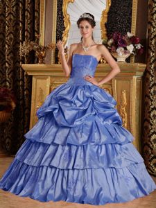 Lavender Ball Gown Quince Dress with Appliques and Pick Ups