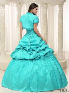 Pick-ups and Pleats Accent Dress for Quince with Chic Capelet