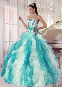 Colorful Ball Gown Strapless Organza Beading Sweet 15 Dresses