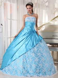 Strapless Ruches and Lace Decorate Ball Gown Sweet 15 Dresses