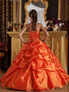 Orange Taffeta Appliques Quinceanera Dresses with Pick Ups