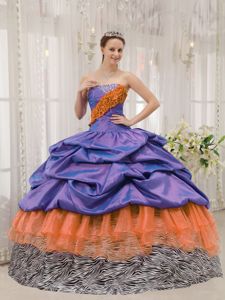 Multi Color Taffeta and Organza Pic Ups Sweet Sixteen Dresses
