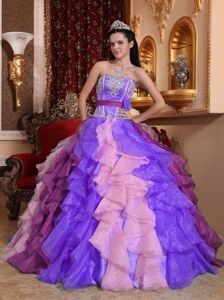 Multi Color Organza Sweet Sixteen Dresses with Ruffles