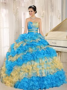 Colorful v-Neck Leopard Printed Quinceanera Party Dress Hot Sale