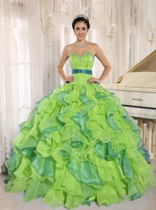 Multi-colored Sweetheart Dresses for a Quince with Ruffled Layers