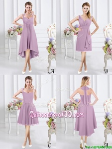 High Quality Lavender Dama Dress for Quinceanera Prom and Party and Wedding Party and For withRuching Halter Top Sleeveless Zipper