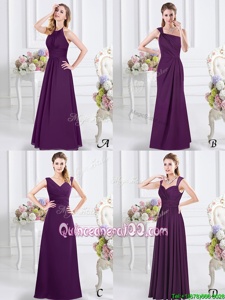 Top Selling Halter Top Floor Length Empire Sleeveless Purple Quinceanera Court of Honor Dress Lace Up