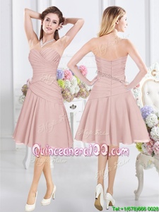 Pink Sleeveless Chiffon Zipper Vestidos de Damas forProm and Party and Wedding Party