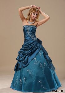 Brand New Strapless Ruched Sweet Sixteen Dress with Embroidery