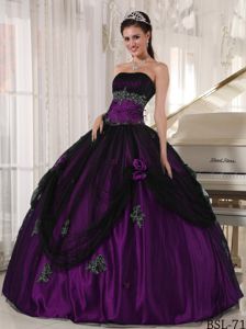 Ball Gown Strapless Beading Appliques 3D Flowers Dress for Quince