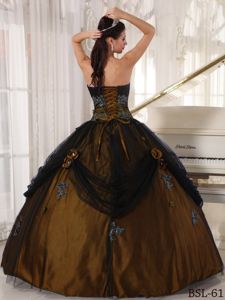 Rust Colored Strapless Tulle and Taffeta Lace up Back Sweet 15 Dress