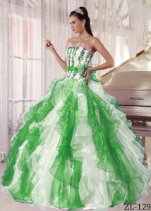 Multi-colored Strapless Sash Accent Appliques Sweet Sixteen Dresses