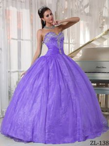 Lavender Sweetheart Ball Gown Appliques Quinceanera Dresses
