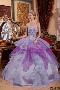 Multi-color Organza Quinceanera Gown Dresses with Ruches